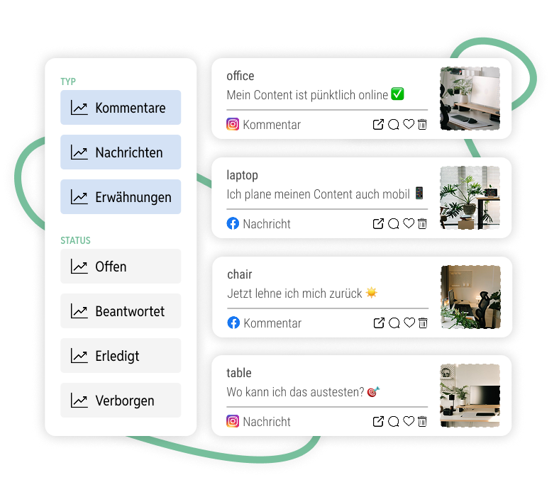 Deepnetic Social brings together all messages and comments from Facebook in one place so you can respond quickly and centrally.