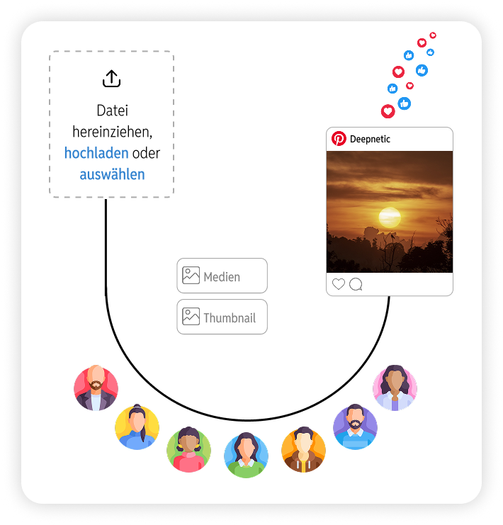Deepnetic Social offers additional features for Pinterest, such as links and colors, to maximize reach.