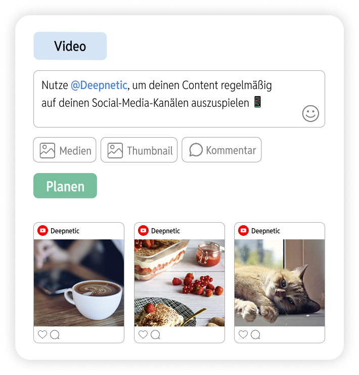 Deepnetic Social kann Videos auf YouTube planen und veröffentlichen.