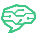 Das Logo von Deepnetic. Eine Sprechblase und ein Gehirn mit Neuronen.