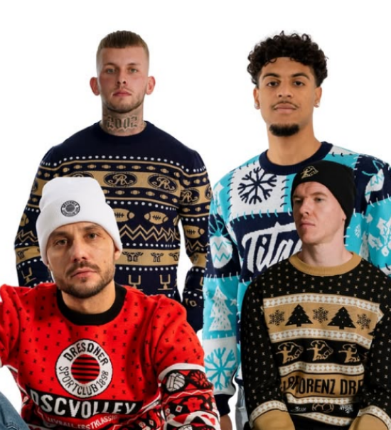 Unsere Weihnachtspullover vom HC Elbflorenz, DSC Volley, Dresden Titans und...